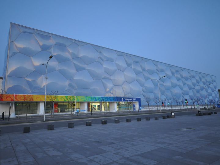 The Beijing National Aquatics Center, known as the Water Cube